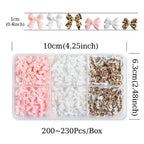 200pcs Leopard Print Bow Nail Charms, Pastel White Pink 3D Bowknot, Kawaii Nail Decor, Y2K Manicure Supplies, Mixed Ribbon Bow Nail Ornaments