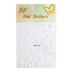 1pcs Snowy Christmas Embossed Nail Stickers, 5D Red Green Bow Tree Snowflake Nail Decals, Winter Xmas Nail Art Supplies for Press On Nails