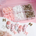 200pcs Leopard Print Bow Nail Charms, Pastel White Pink 3D Bowknot, Kawaii Nail Decor, Y2K Manicure Supplies, Mixed Ribbon Bow Nail Ornaments