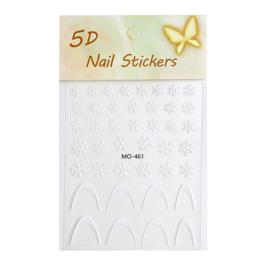 1pcs Snowy Christmas Embossed Nail Stickers, 5D Red Green Bow Tree Snowflake Nail Decals, Winter Xmas Nail Art Supplies for Press On Nails