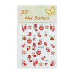 1pcs Snowy Christmas Embossed Nail Stickers, 5D Red Green Bow Tree Snowflake Nail Decals, Winter Xmas Nail Art Supplies for Press On Nails