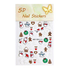 1pcs Snowy Christmas Embossed Nail Stickers, 5D Red Green Bow Tree Snowflake Nail Decals, Winter Xmas Nail Art Supplies for Press On Nails