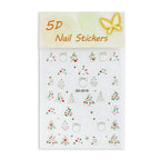 1pcs Snowy Christmas Embossed Nail Stickers, 5D Red Green Bow Tree Snowflake Nail Decals, Winter Xmas Nail Art Supplies for Press On Nails