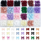 24 Grid Multi-color 3D Bow Nail Charms Matte Resin Mini Bowknot DIY Press On Nail Parts Sweet Girl Manicure Accessories For Wedding Dating Daily Nail Art
