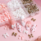200pcs Leopard Print Bow Nail Charms, Pastel White Pink 3D Bowknot, Kawaii Nail Decor, Y2K Manicure Supplies, Mixed Ribbon Bow Nail Ornaments