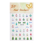 1pcs Snowy Christmas Embossed Nail Stickers, 5D Red Green Bow Tree Snowflake Nail Decals, Winter Xmas Nail Art Supplies for Press On Nails
